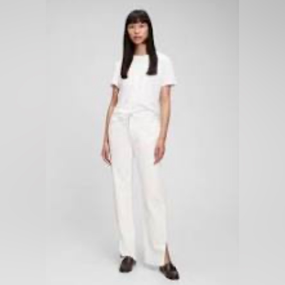 GAP Sz 30 90s Loose Mid Rise Raw Hem Slits 5 Pockets  White Jeans New with Tags